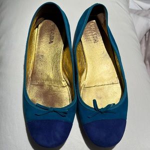 PRADA two-toned blue suede balletflat sz7.5